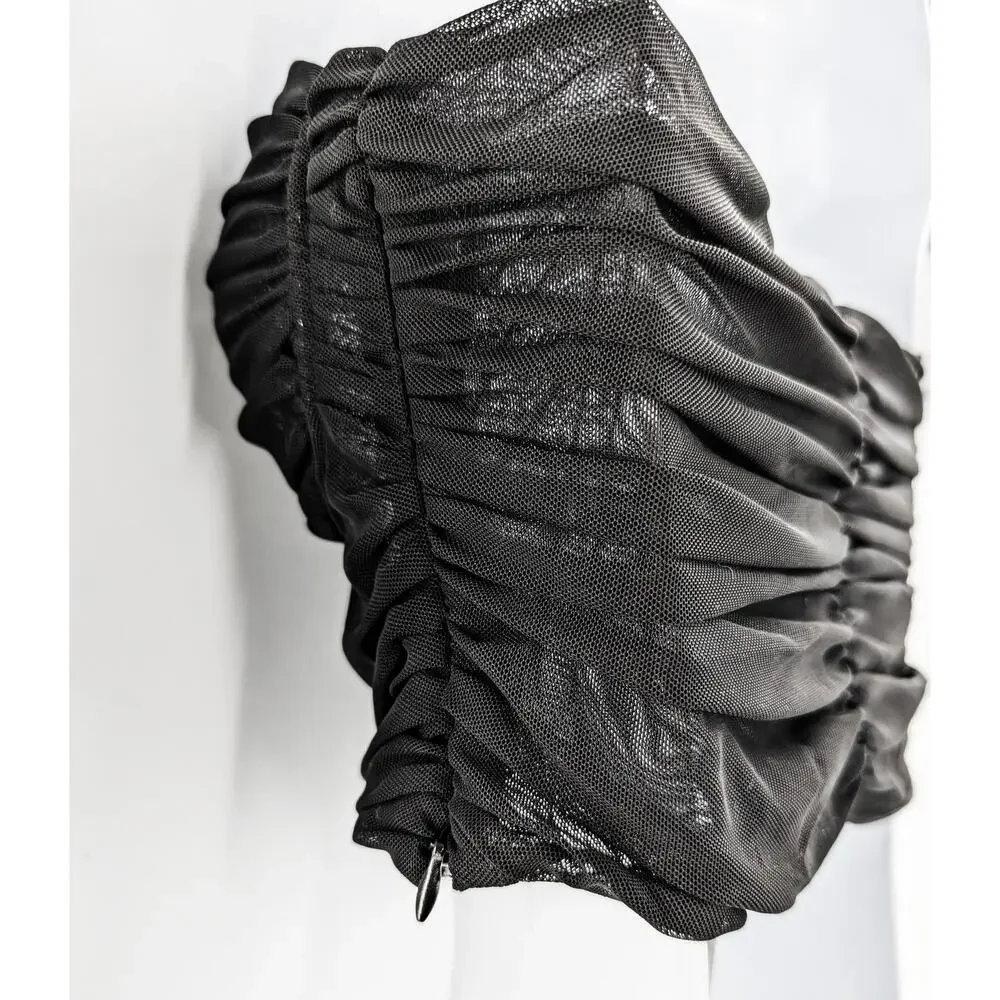 Black Strapless Bustier Corset Tulle Crop Top Nocturne - Picture 6 of 12